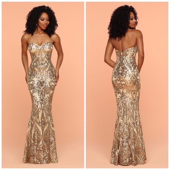 Sparkle Dresses & Skirts - ✨EUC! Sparkle Collection Gold/Nude Prom Dress